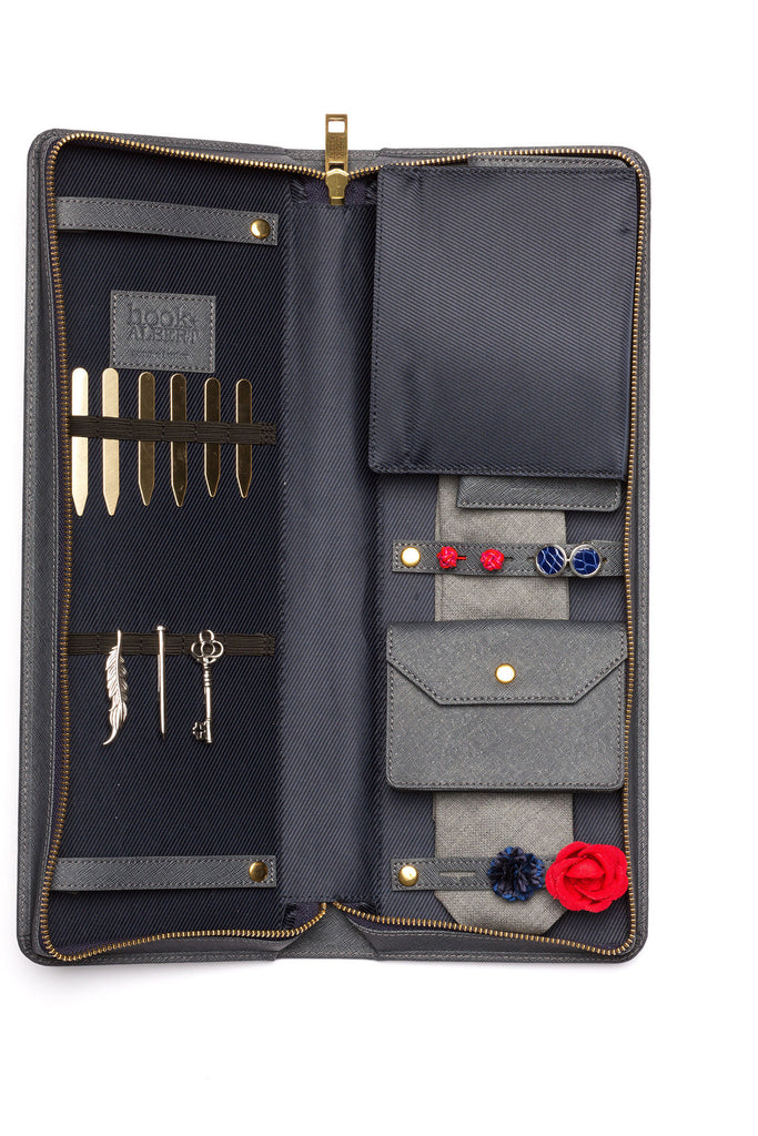 Saffiano Leather Accessories Travel Case Blue