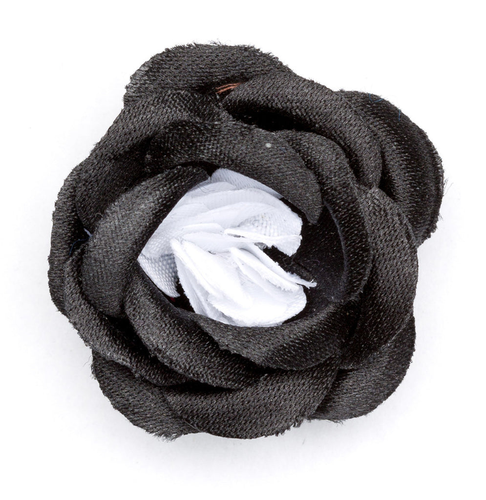 Lapel Flower Black Tie Small Satin