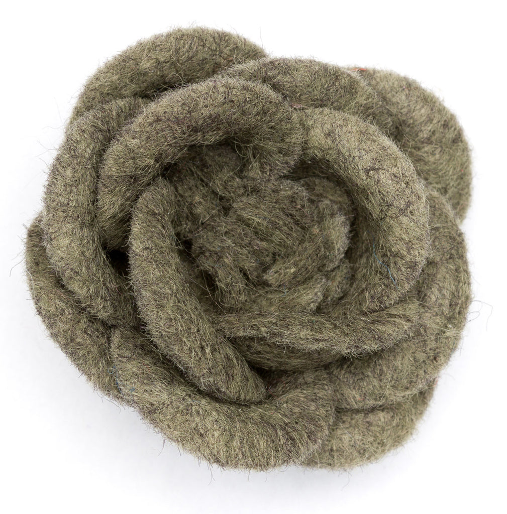 Lapel Flower Olive Large Wool