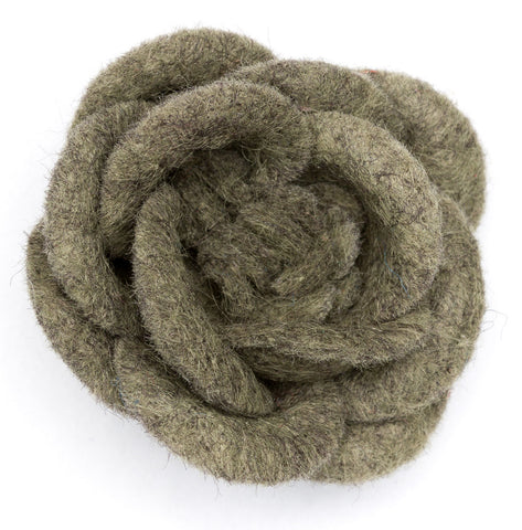 Lapel Flower Olive Large Wool