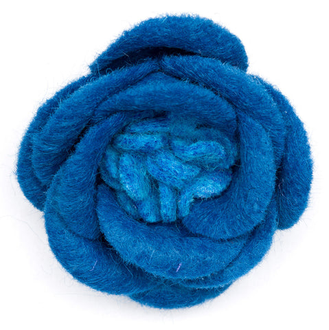 Lapel Flower Wedgewood Blue Large Wool