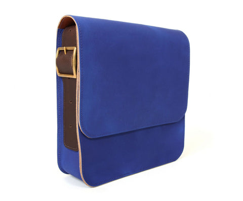Leather Man Bag - Electric Blue