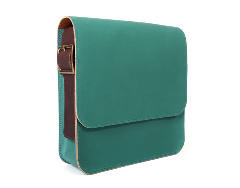 Leather Man Bag - Organic Green