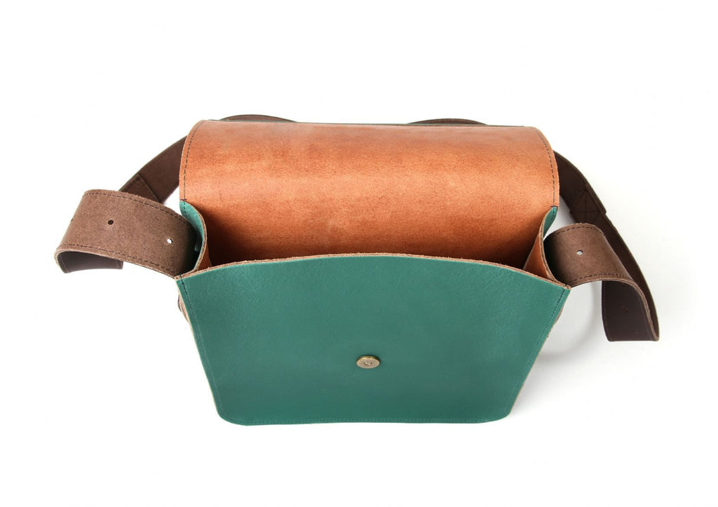 Leather Man Bag - Organic Green